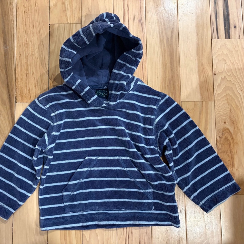 Boden Navy Striped Kids toweling  Hoodie